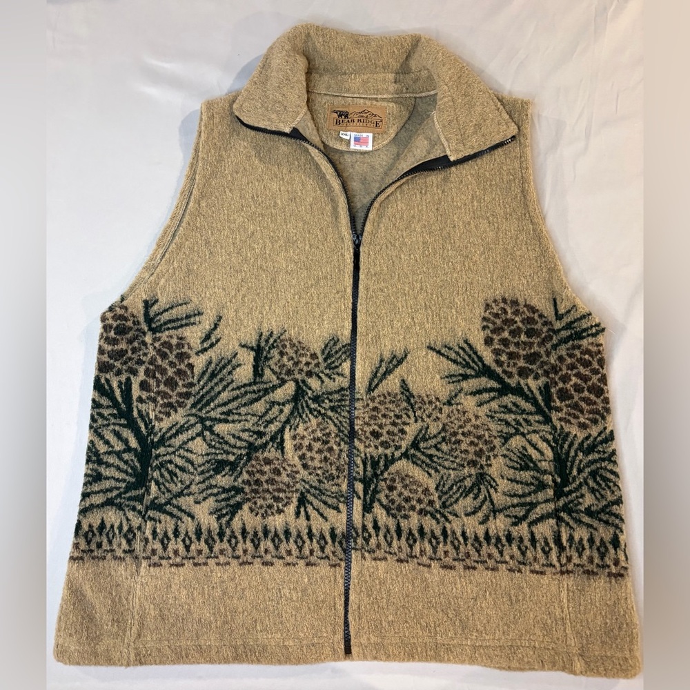Women’s Bear Ridge Outfitters Sweater Vest Pinecone Design Wool Blend XXL